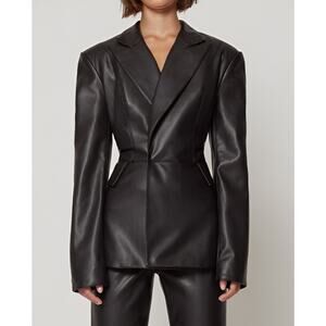 Khy X Namilia Faux Leather Blazer Jacket Black Size Small NWT